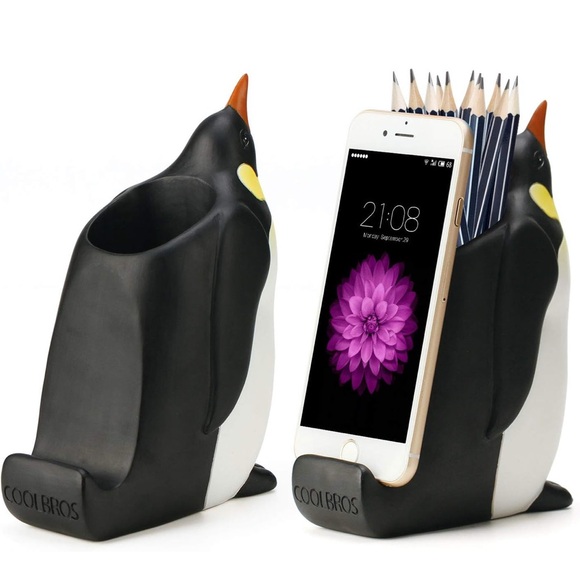 Ceramic Penguin Pencil and Phone Holder - Picture 7 of 7